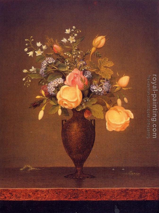 Martin Johnson Heade : Wildflowers in a Brown Vase